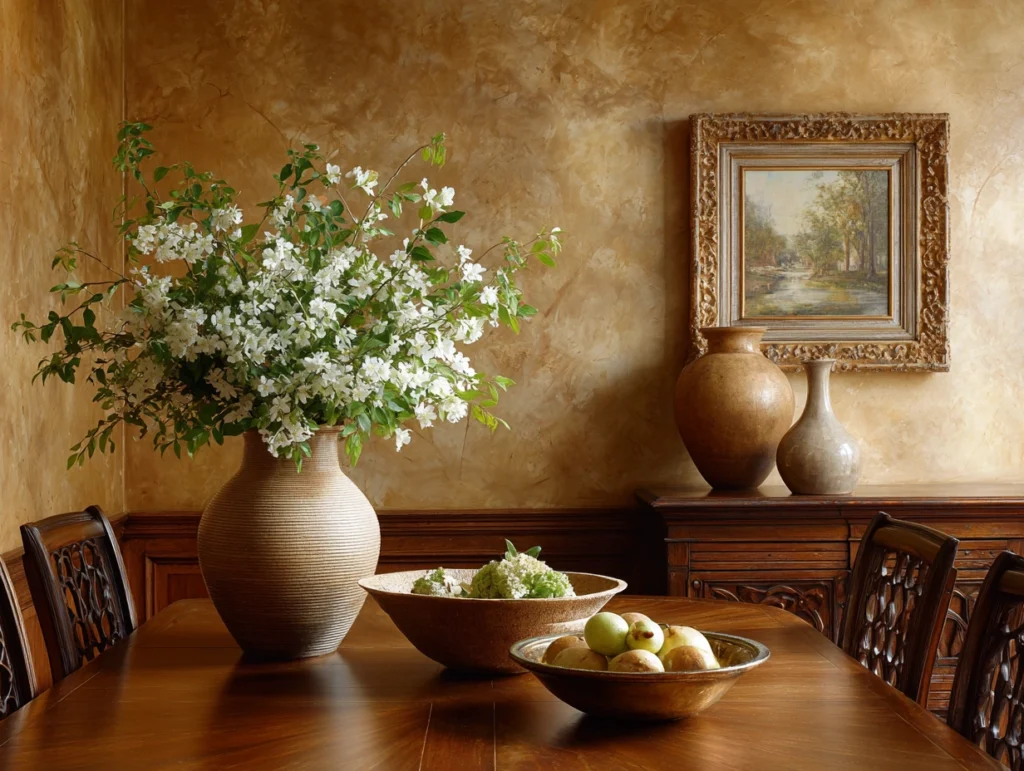 DIY Tips for Integrating Venetian Plaster and Flowers into Your Dining Room