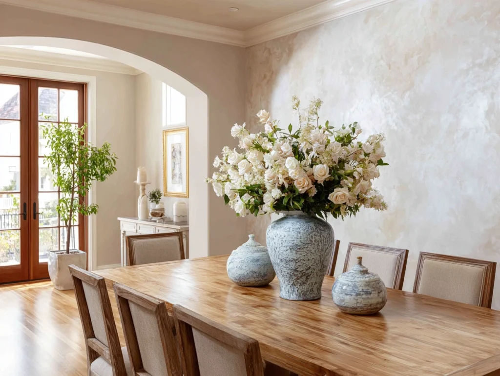 DIY Tips for Integrating Venetian Plaster and Flowers into Your Dining Room